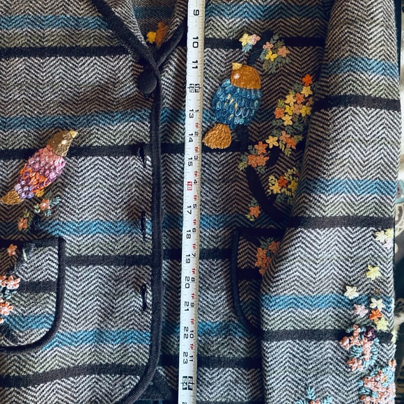Moth Anthropologie Hand Embroidered Merino Wool Long Sleeve Jacket - Picture 5 of 12